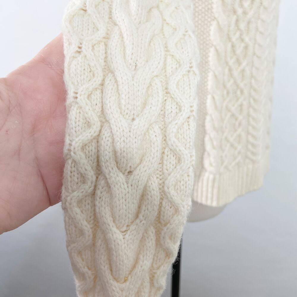 Ann Taylor Fisherman Sweater Cream Wool Alpaca Cable Knit Preppy Work Size XS - Picture 5 of 9